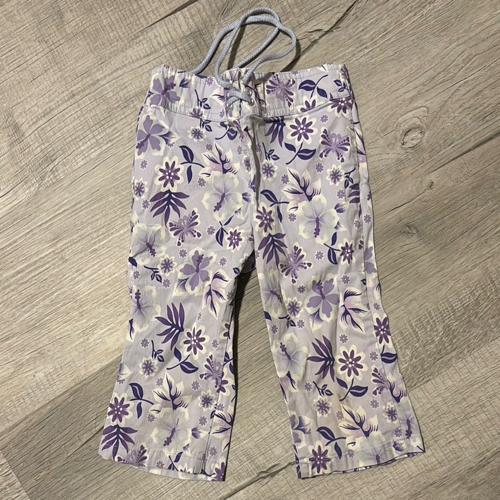KRU Supplies Purple Floral Pants Girls 3T